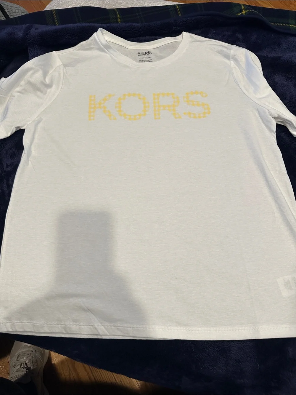 Michael Kors Kids White Long Sleeve Tee with Yellow KORS Print